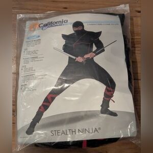 Ninja Costume, Adult Medium Stealth Ninja Outfit For Halloween, Polyester Jersey